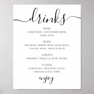 Wedding Drinks Sign   Modern Minimalist Bar