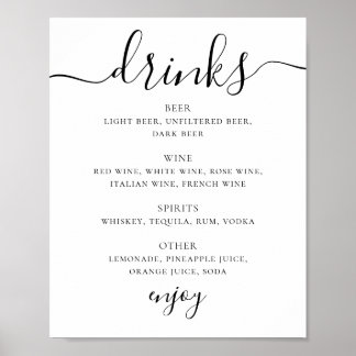 Wedding Drinks Sign | Modern Minimalist Bar