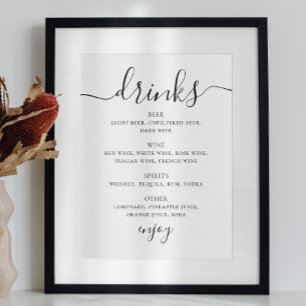 Wedding Drinks Sign Modern Minimalist Bar