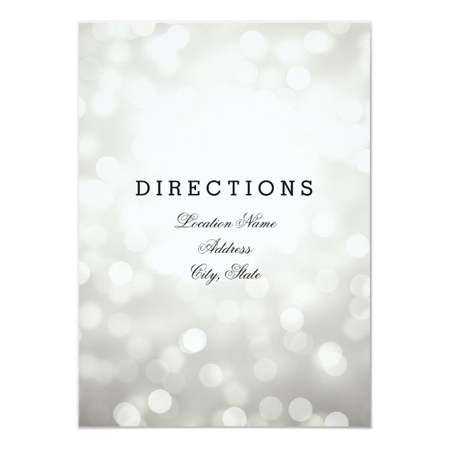 Wedding Driving Directions Silver Glitter Lights Card