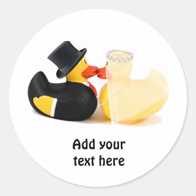 Wedding ducks 2 classic round sticker (Front)