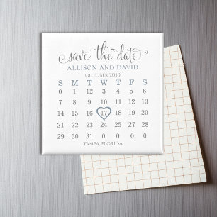 Wedding Dusty Blue 5 Rows Calendar Save the Date Magnet