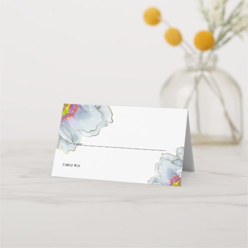 Wedding  Dusty Blue and Lilac Exotic Floral  Place Card