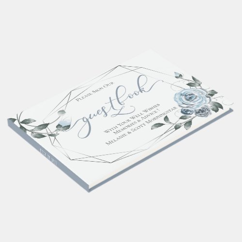 Wedding    Dusty Blue Floral SIlver Frame Guest Book