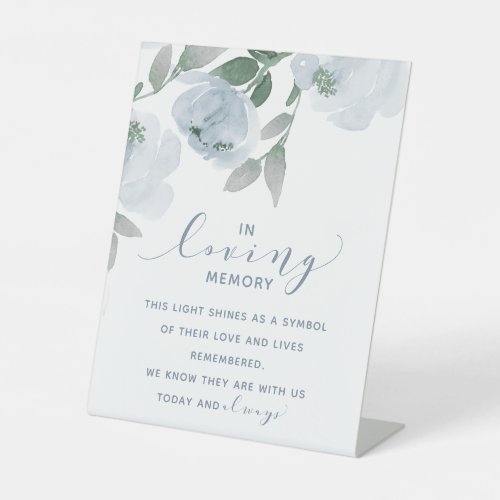 Wedding Dusty Blue  Gray Watercolor In Memory Pedestal Sign