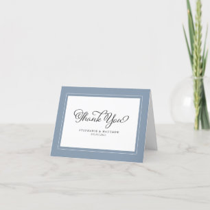 Wedding Dusty Blue Modern Chic Borders Letterpress Thank You Card