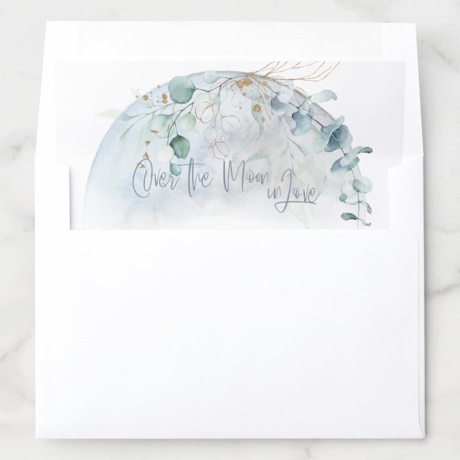 Wedding | Dusty Blue Over the Moon in Love Envelope Liner (In Envelope)
