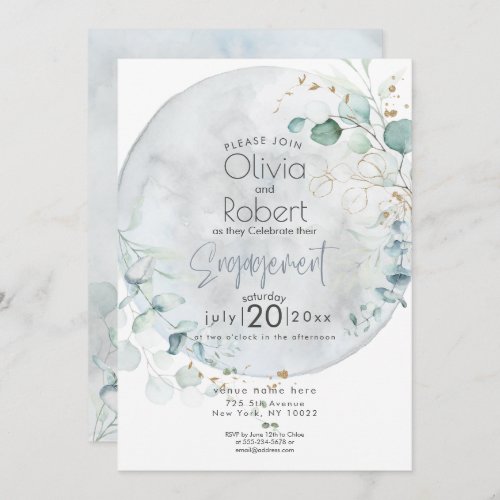 Wedding  Dusty Blue Over the Moon in Love Invitation