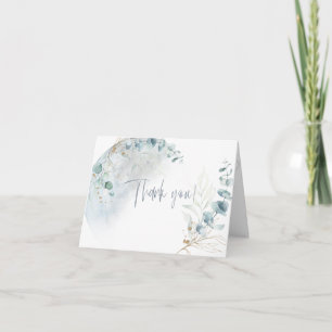 Wedding   Dusty Blue Over the Moon in Love Letterpress Thank You Card