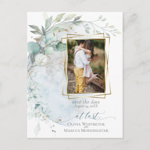 Wedding Dusty Blue Over the Moon in Love Postcard