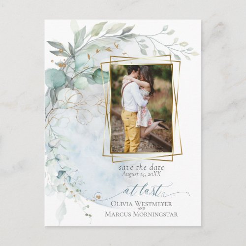 Wedding  Dusty Blue Over the Moon in Love Postcard