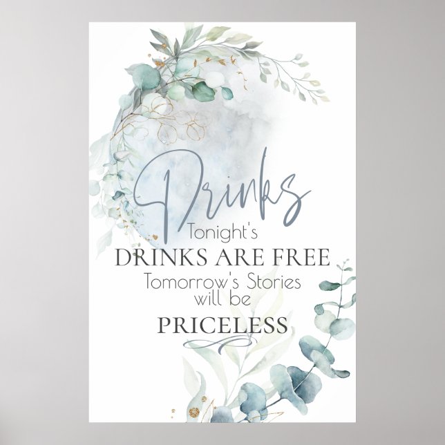 Wedding | Dusty Blue Over the Moon in Love Poster (Front)