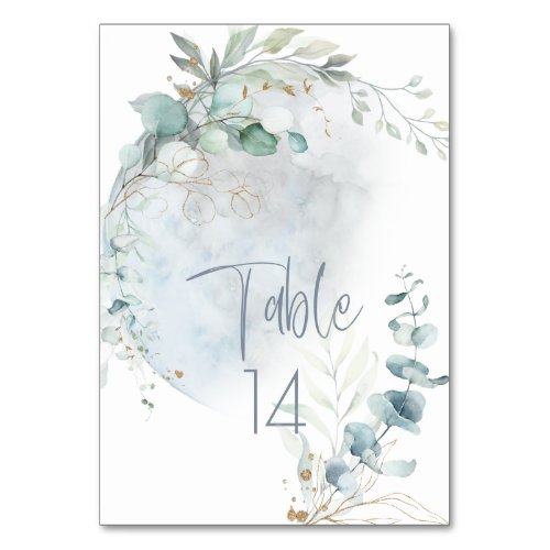 Wedding  Dusty Blue Over the Moon in Love Table Number