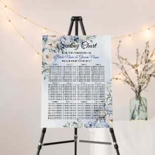 Wedding Dusty Blue Watercolor Ivory Flowers Leaves Foam Board