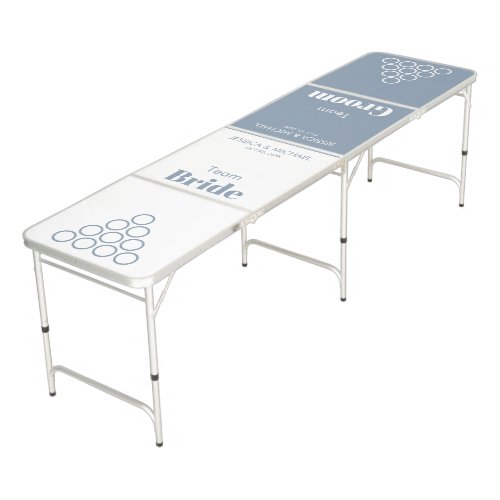 Wedding Dusty Blue White Team Bride Groom Simple Beer Pong Table