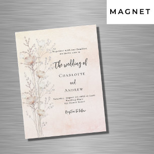 Wedding dusty cream wildflower luxury magnetic invitation
