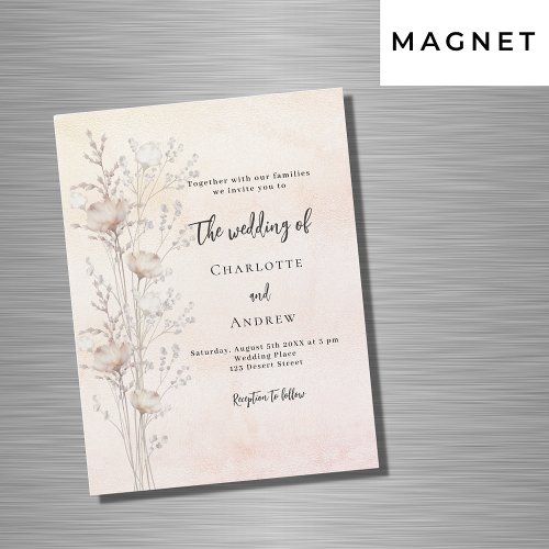 Wedding dusty cream wildflower luxury magnetic invitation