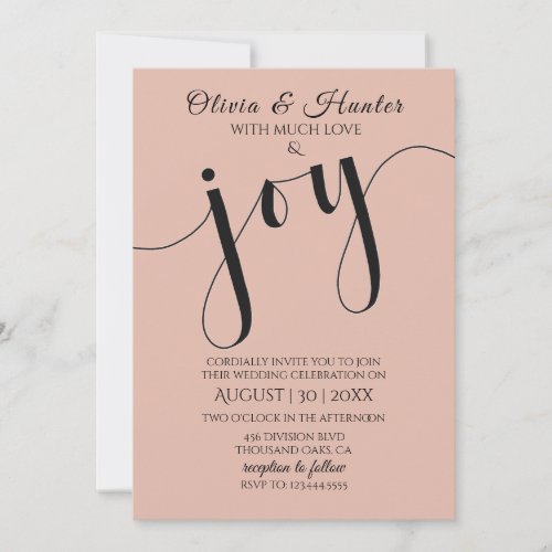 Wedding, Dusty Pink, Simple, Script, Invitation