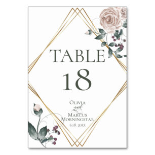 WEDDING Dusty Rose Blush Watercolor Floral Table Number