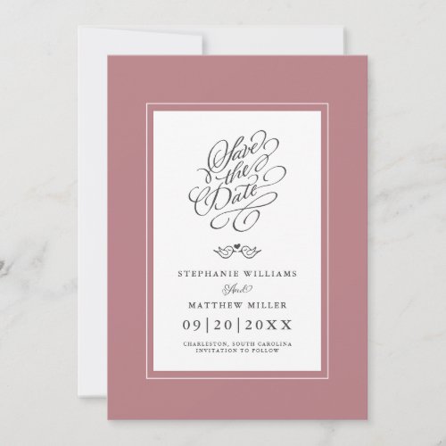 Wedding Dusty Rose Calligraphy Printable Digital Save The Date
