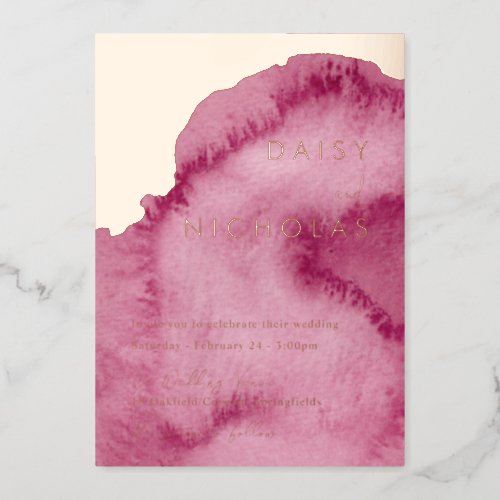 Wedding Dusty Rose Snow Pink Watercolor Rose Gold Foil Invitation