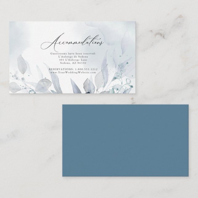 Wedding | Dusty Watercolor Foliage Accommodations Enclosure Card (Front/Back)