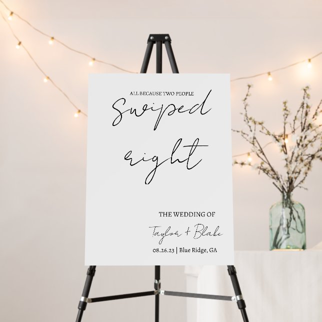 Wedding Easel | Swiped Right Foam Board (In Situ (Stand))