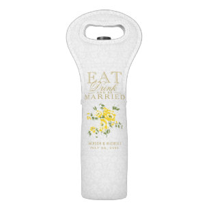 Wedding Eat, Drink and be Married - White & Yellow Wine Bag