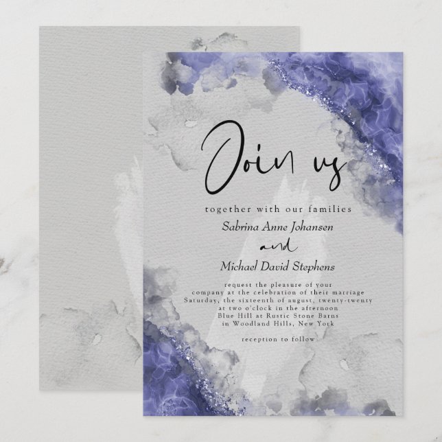 WEDDING | Elegant Alcohol Ink Abstract Invitation (Front/Back)