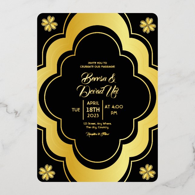 Wedding Elegant And Classic Gold Foil Design Card (Front)