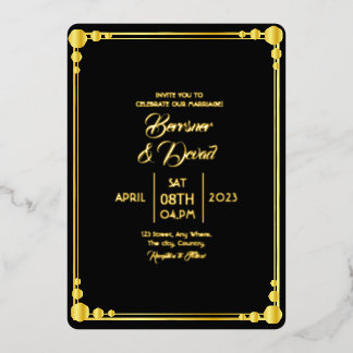 Wedding Elegant And Classic Gold Foil Foil Vector Invitation