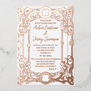 wedding elegant and romantic rose gold foil invitation