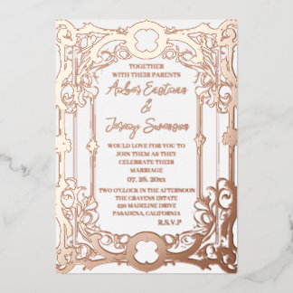 wedding elegant and romantic rose gold foil invitation