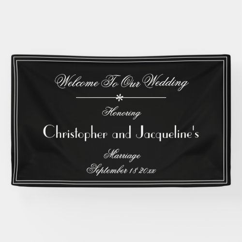 Wedding Elegant B  W Custom Chic Welcome Banner