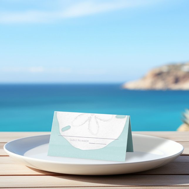 Wedding Elegant Beach Reception Seating Place Card (Wedding table place card with a simple sand dollar. )
