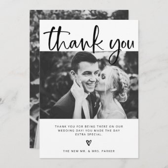 Wedding | Elegant Black and White with Photos Thank You Card | Zazzle