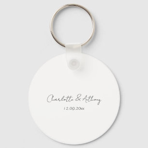 Wedding Elegant Calligraphy Creative Black White Keychain