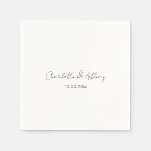 Wedding Elegant Calligraphy Creative Black White Napkins