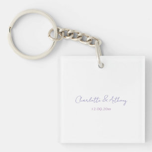 Wedding Elegant Calligraphy Creative Names & Date Keychain