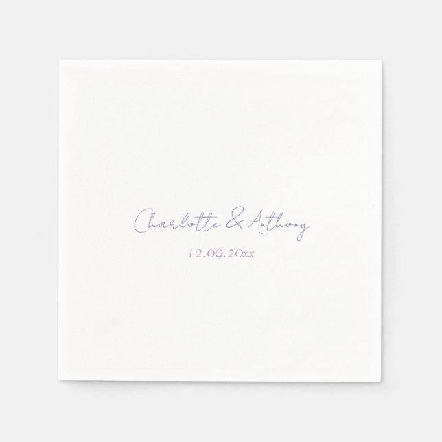 Wedding Elegant Calligraphy Creative Names & Date Napkins (Front)