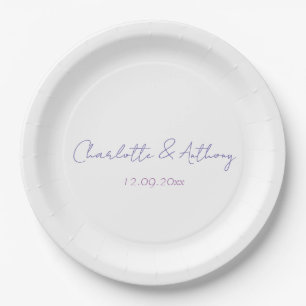 Wedding Elegant Calligraphy Creative Names & Date Paper Plates