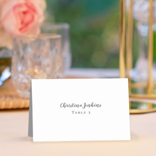 Wedding Elegant Calligraphy Gray White Place Cards