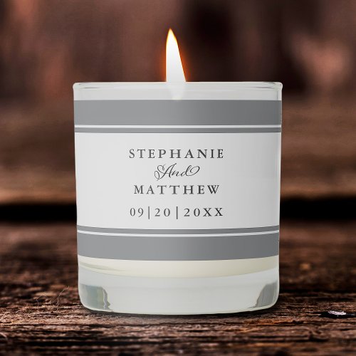 Wedding Elegant Calligraphy Gray White  Scented Candle