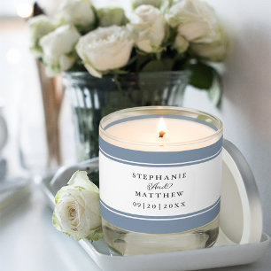 Wedding Elegant Calligraphy Names Date Dusty Blue Scented Candle