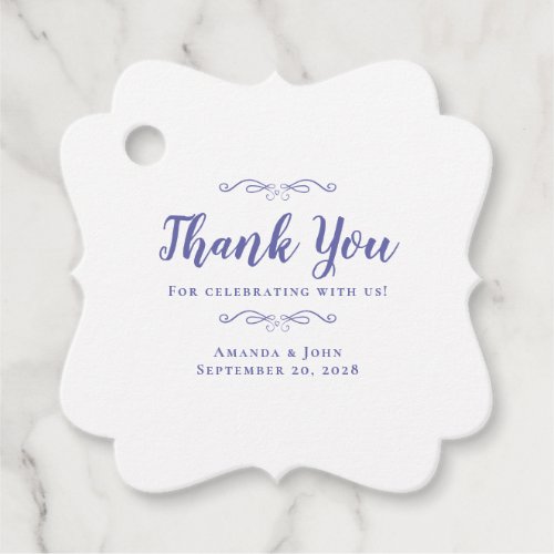  Wedding Elegant Calligraphy Thank You Periwinkle Favor Tags