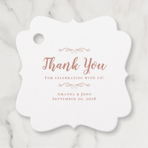  Wedding Elegant Calligraphy Thank You Rose Gold Favor Tags