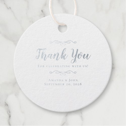  Wedding Elegant Calligraphy Thank You Silver Real Foil Favor Tags
