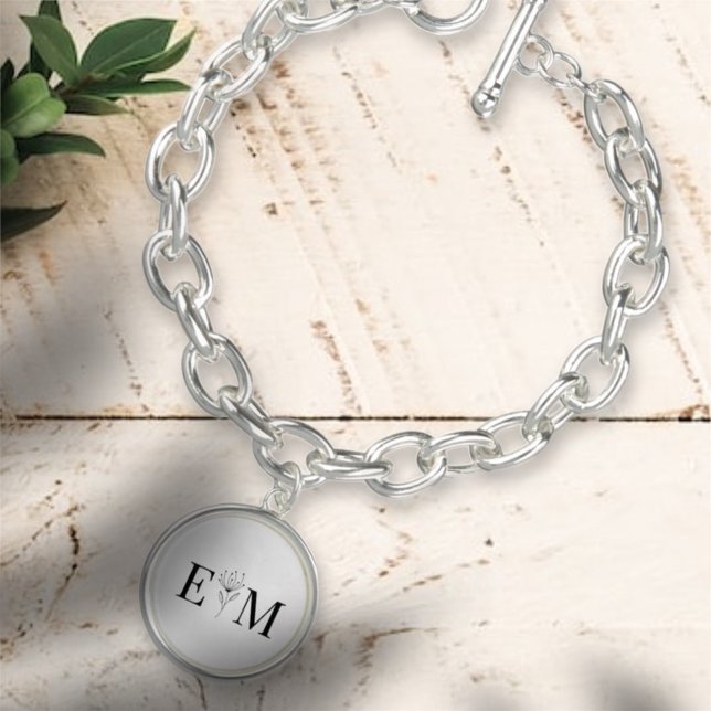 Wedding Elegant Chic Modern Monogram Foliage Bracelet (Creator Uploaded)