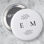 Wedding Elegant Chic Modern Simple Chic Monogram Button<br><div class="desc">Composed of simple straight lined frames with classic cursive script and serif typography. These elements are simple,  timeless,  and classic.. 

This is designed by White Paper Birch Co. exclusive for Zazzle.

Available here:
http://www.zazzle.com/store/whitepaperbirch</div>