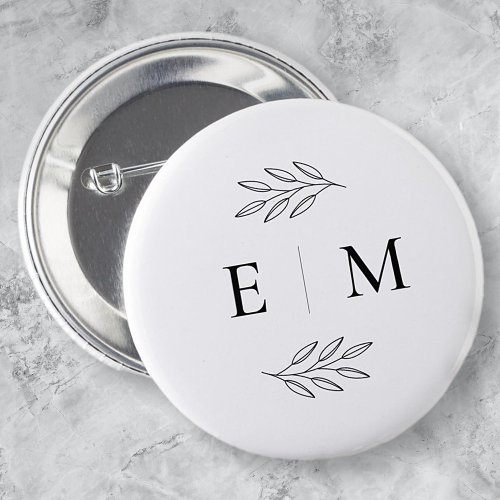 Wedding Elegant Chic Modern Simple Chic Monogram Button